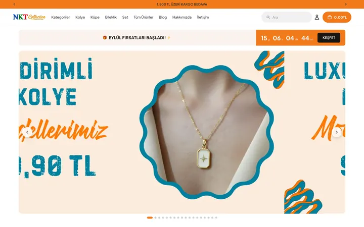 NKT Collection Shopify mağazası ana sayfa ekran görüntüsü