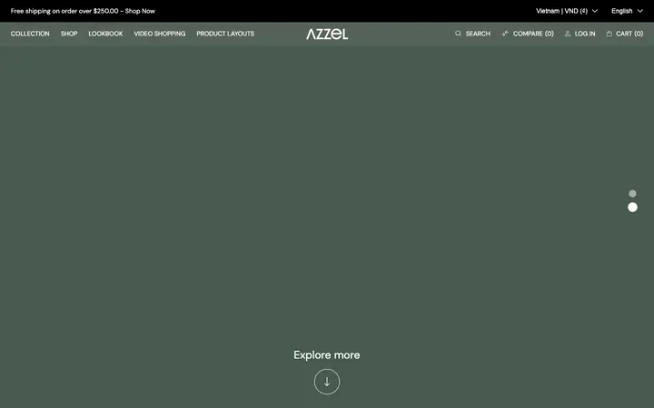 Azzel Shopify teması demo mağaza görünümü