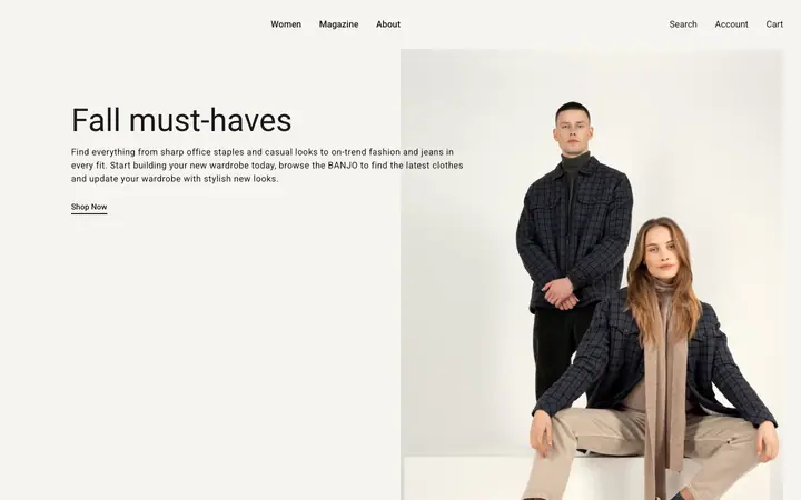 Banjo Shopify teması demo mağaza görünümü