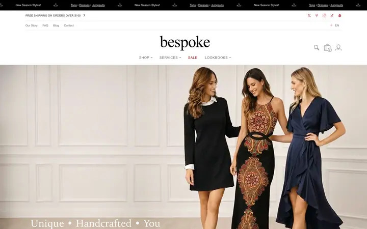 Bespoke Shopify teması demo mağaza görünümü