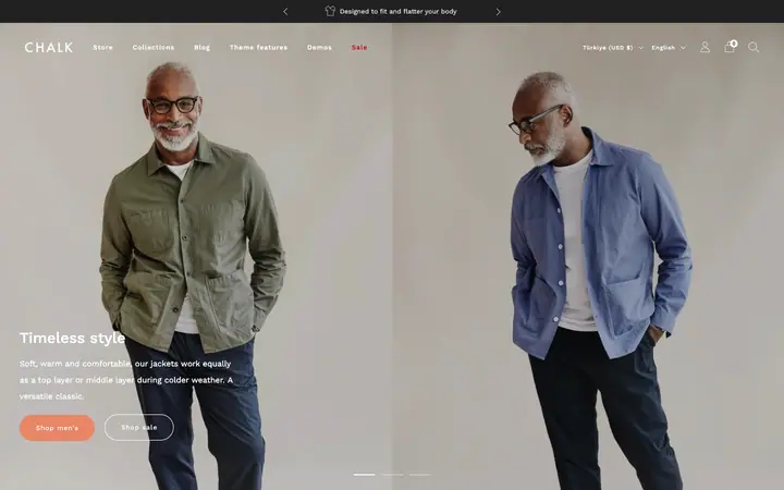 Creative Shopify teması demo mağaza görünümü