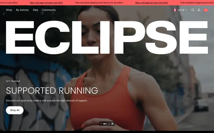 Eclipse Shopify teması demo mağaza görünümü