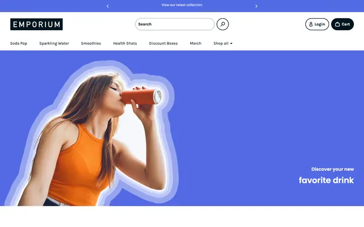 Emporium Shopify teması demo mağaza görünümü