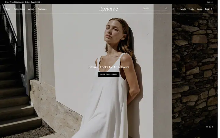 Epitome Shopify teması demo mağaza görünümü