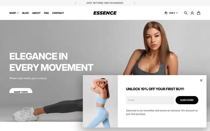 Essence Shopify teması demo mağaza görünümü