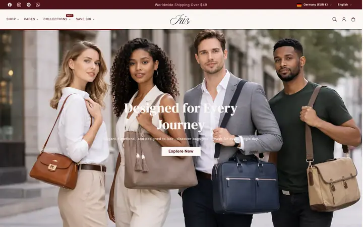 Iris Shopify teması demo mağaza görünümü