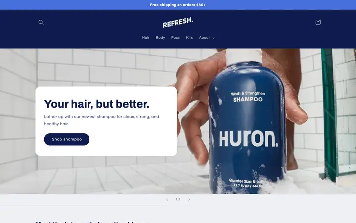 Refresh Shopify teması demo mağaza görünümü