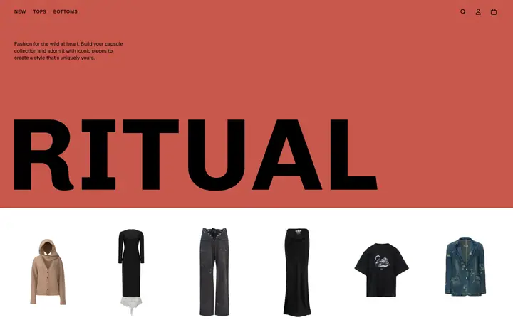 Ritual Shopify teması demo mağaza görünümü