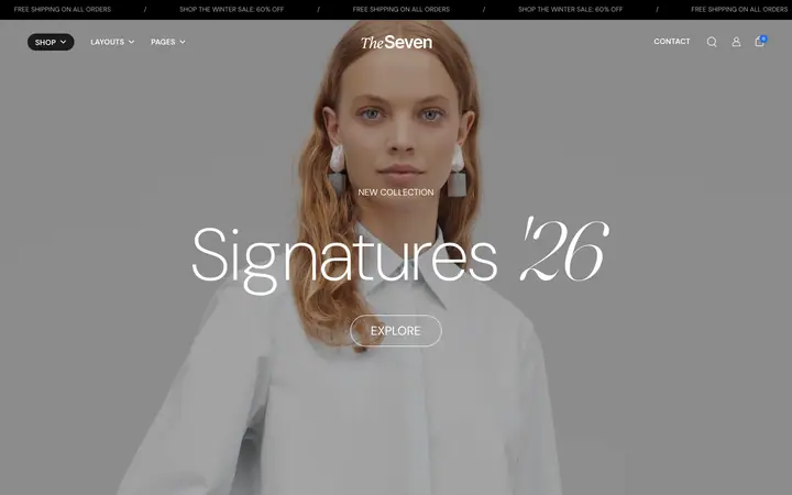Seventh Shopify teması demo mağaza görünümü