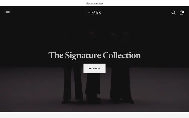 Spark Shopify teması demo mağaza görünümü
