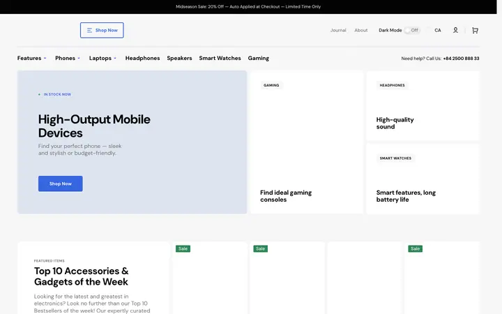 Stockmart Shopify teması demo mağaza görünümü