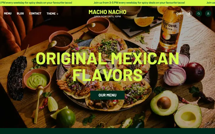 Takeout Shopify teması demo mağaza görünümü
