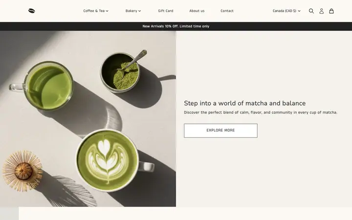 Vincent Shopify teması demo mağaza görünümü