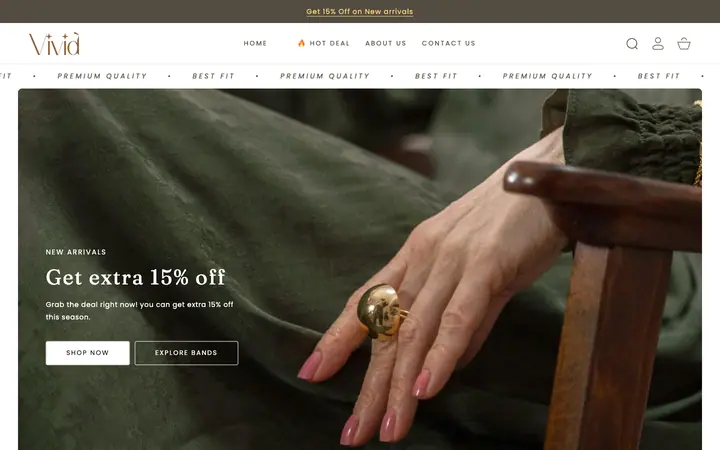 Vivid Shopify teması demo mağaza görünümü